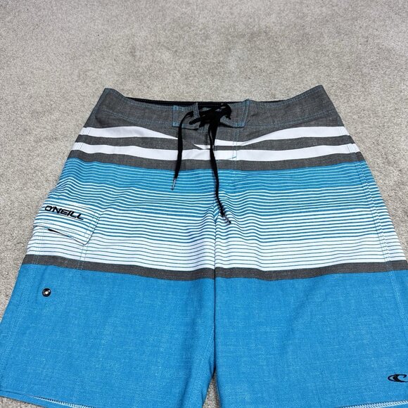 O’Neill Board Shorts Men’s Blue Gray White Drawstring Pockets Size 32 - Picture 6 of 12